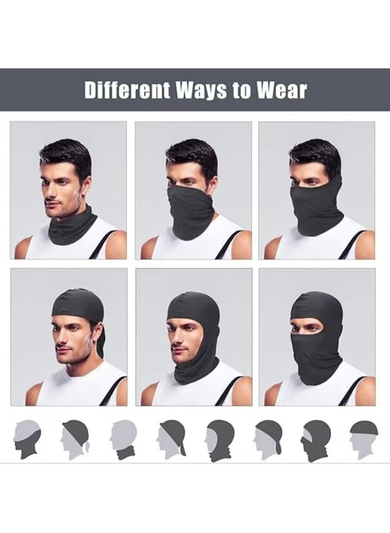 2pcs Balaclava وجه قناع الأشعة فوق البنفسجية حماية الجليد الحرير للرجال النساء شمس هود ركوب الدراجات، التسلق، الجري (الأسود + الرمادي) - Image 5